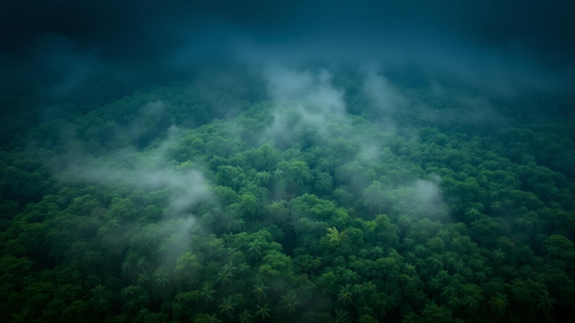 Floresta amazônica vista aérea ao amanhecer